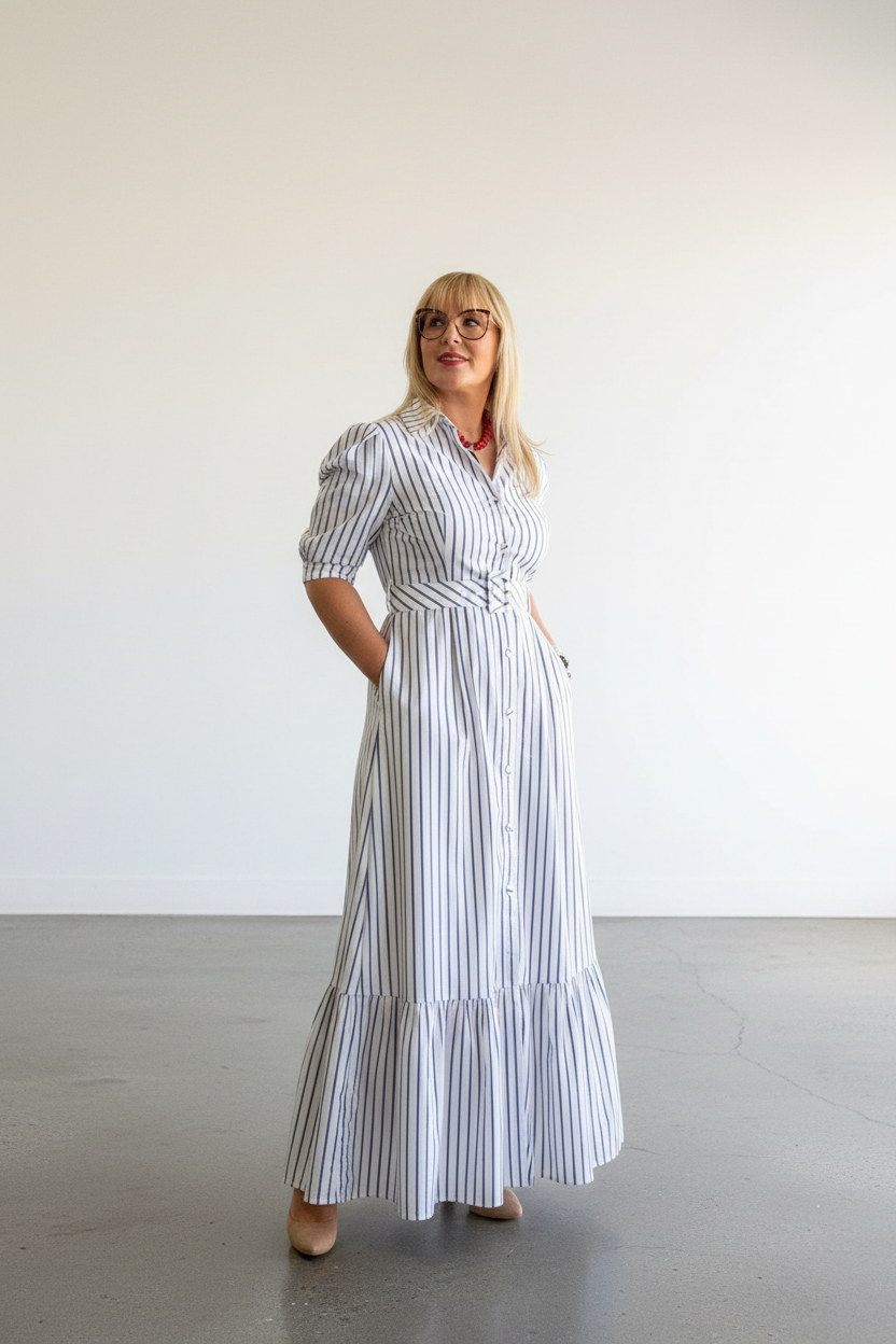 Sparkly Vertical Stripes Maxi Dress - Last One