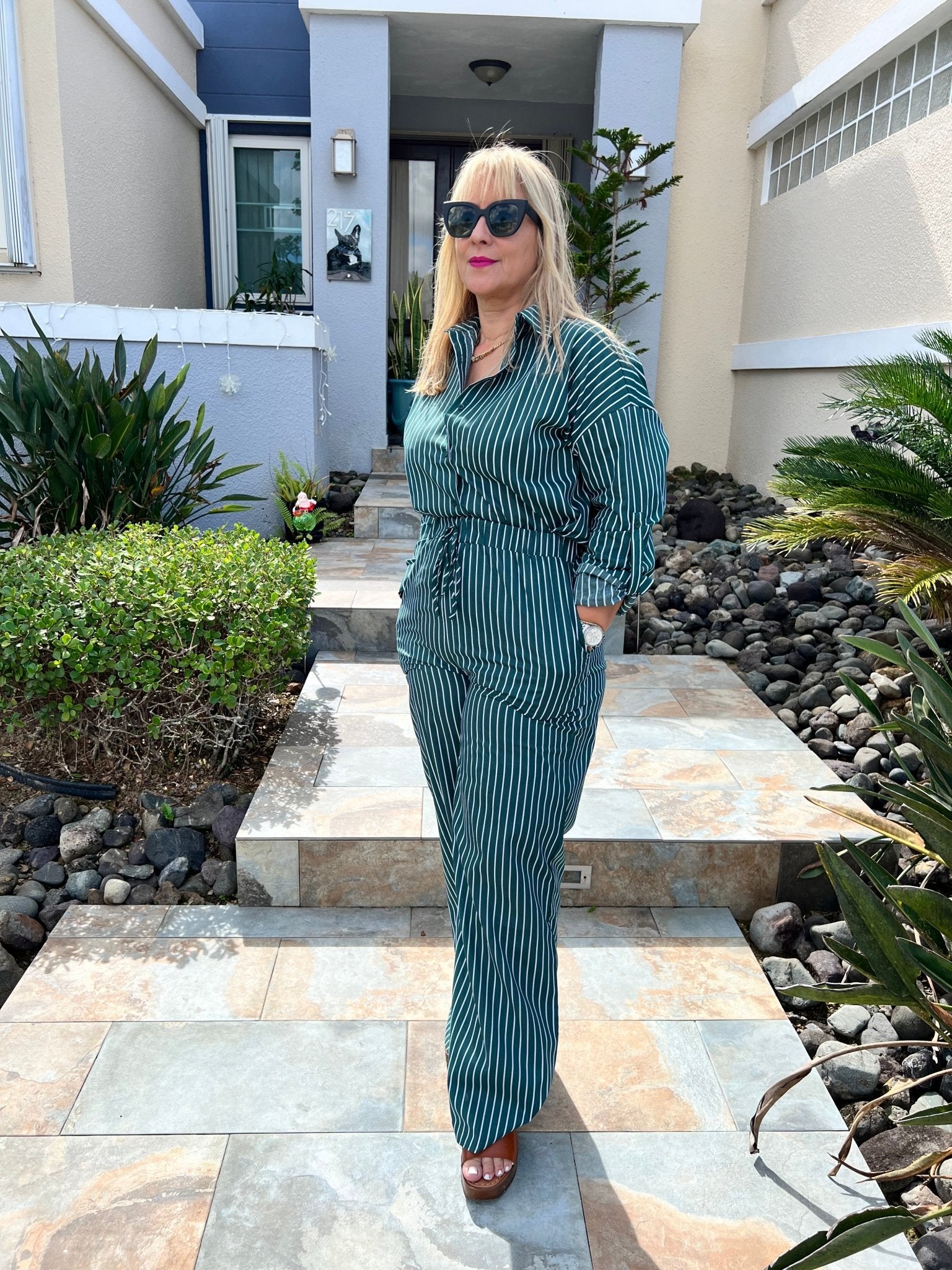 Stripes Set: Poplin Button Down & Wide Leg Pants - Stylish & Functional! 🌟 True to size - Bella Boutique & Bellasbylola.com