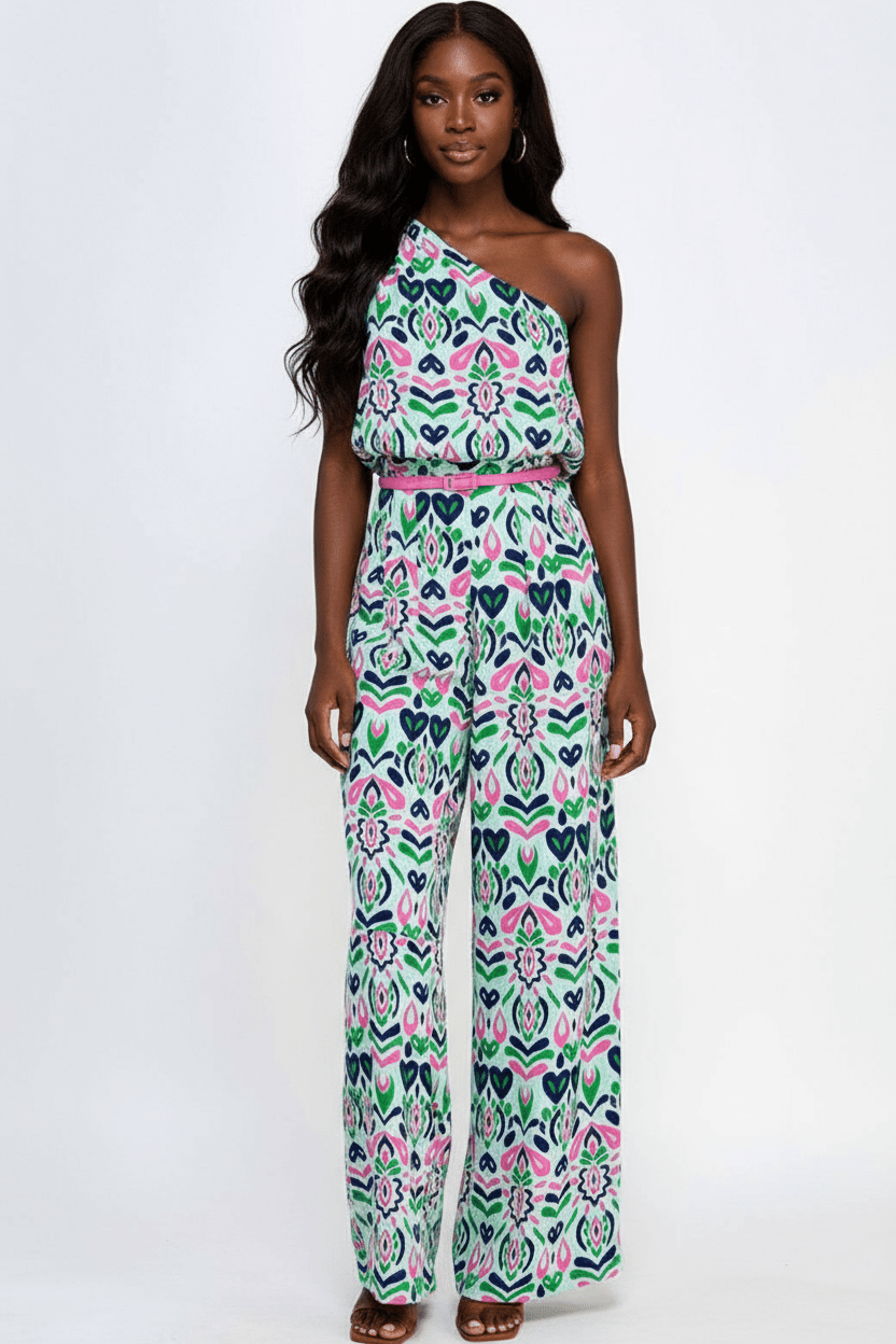 Summer Set: One - Shoulder Top & Wide - Leg Pants Ensemble - Bella Boutique & Bellasbylola.com