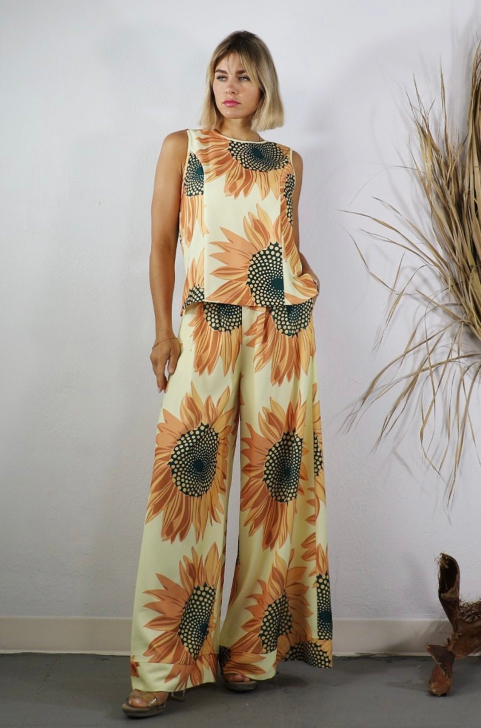 Sunflower Chic Palazzo Set with Top & Pants - Bella Boutique & Bellasbylola.com