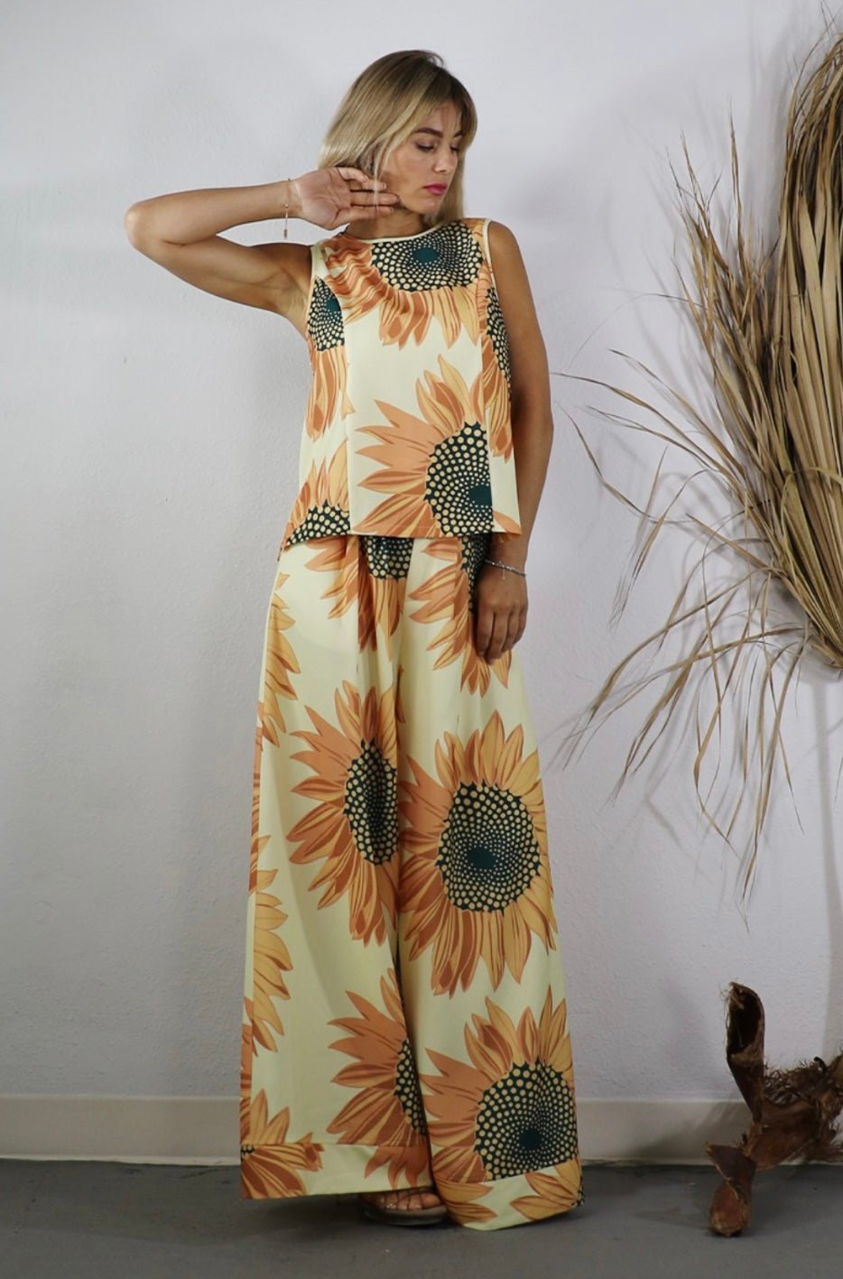 Sunflower Chic Palazzo Set with Top & Pants - Bella Boutique & Bellasbylola.com