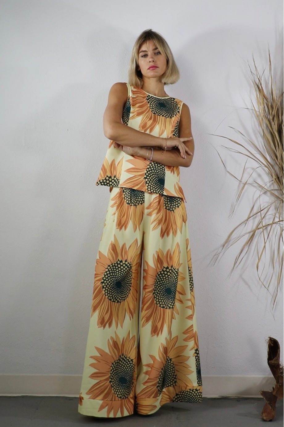 Sunflower Chic Palazzo Set with Top & Pants - Bella Boutique & Bellasbylola.com