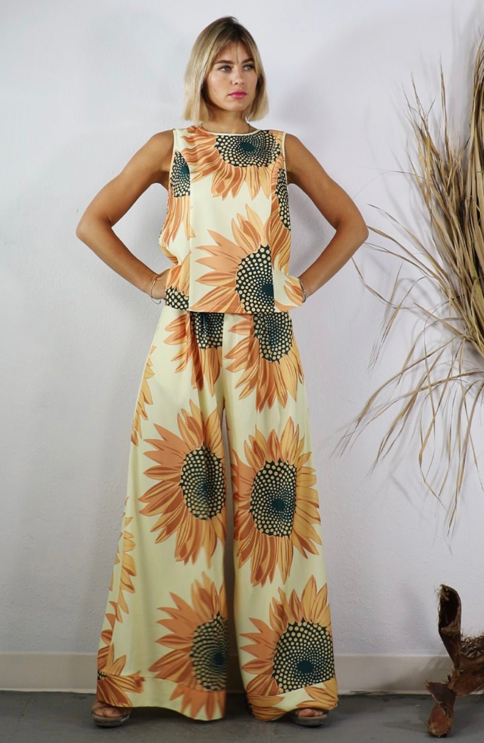 Sunflower Chic Palazzo Set with Top & Pants - Bella Boutique & Bellasbylola.com