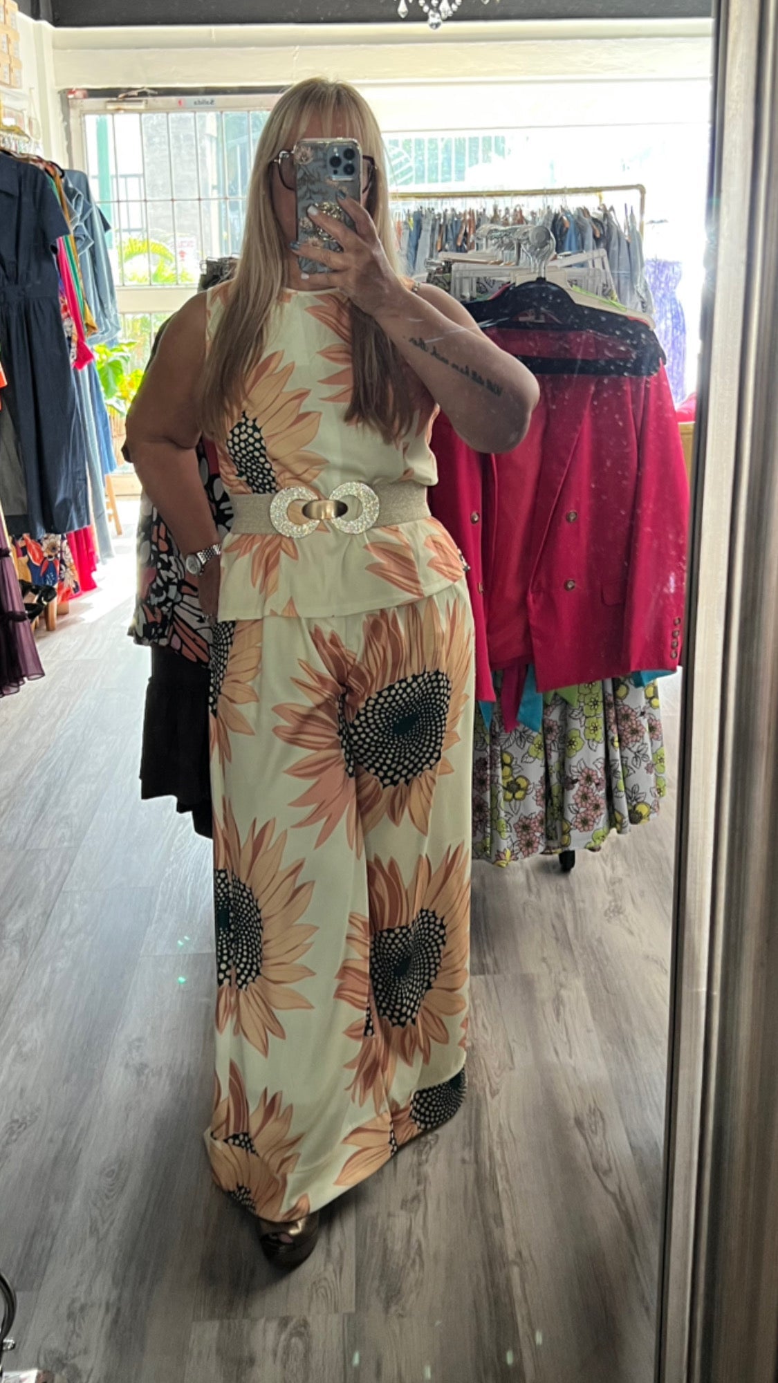 Sunflower Chic Palazzo Set with Top & Pants - Bella Boutique & Bellasbylola.com