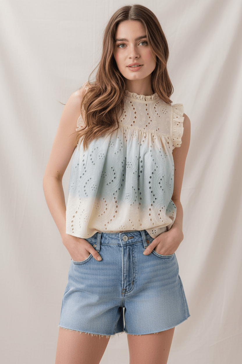 Teal Eyelet Babydoll Top: Elegant and Unique Style for Any Occasion - Bella Boutique & Bellasbylola.com