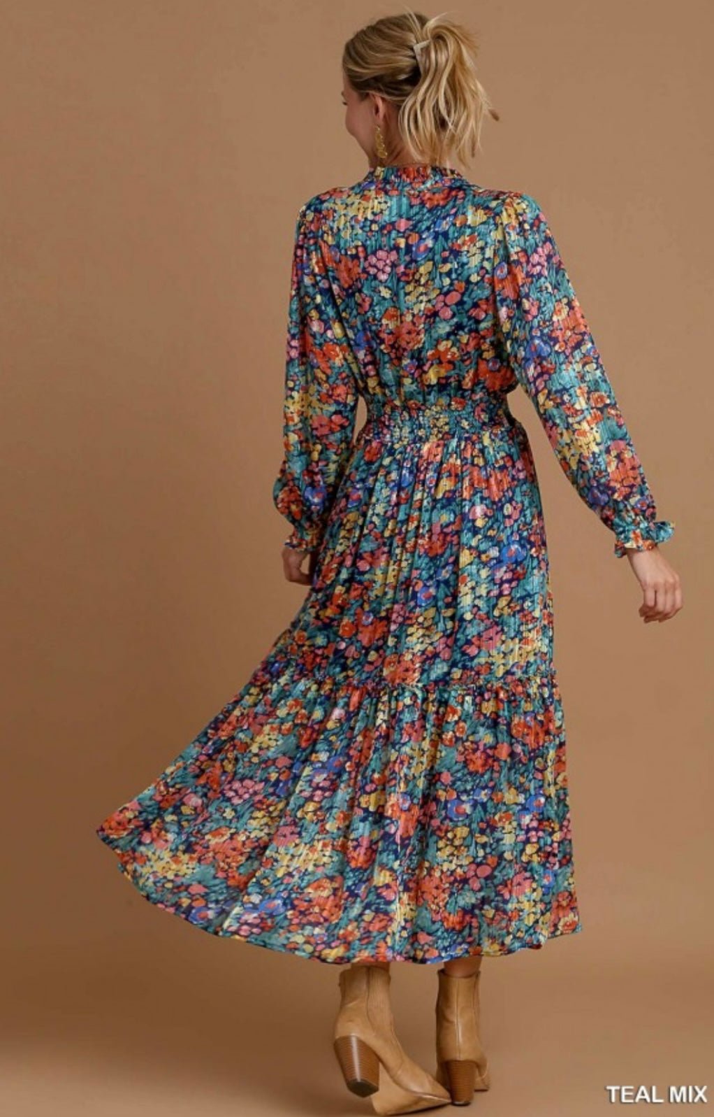 Teal Mix Maxi Dress: Bold, Adventurous, & Unique! - Bella Boutique & Bellasbylola.com