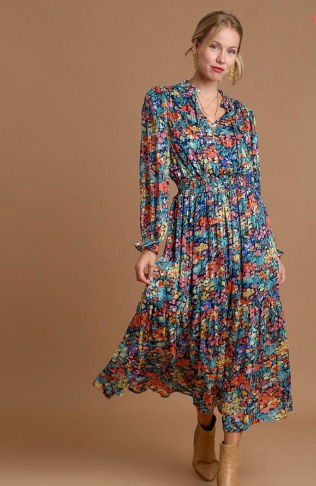 Teal Mix Maxi Dress: Bold, Adventurous, & Unique! - Bella Boutique & Bellasbylola.com