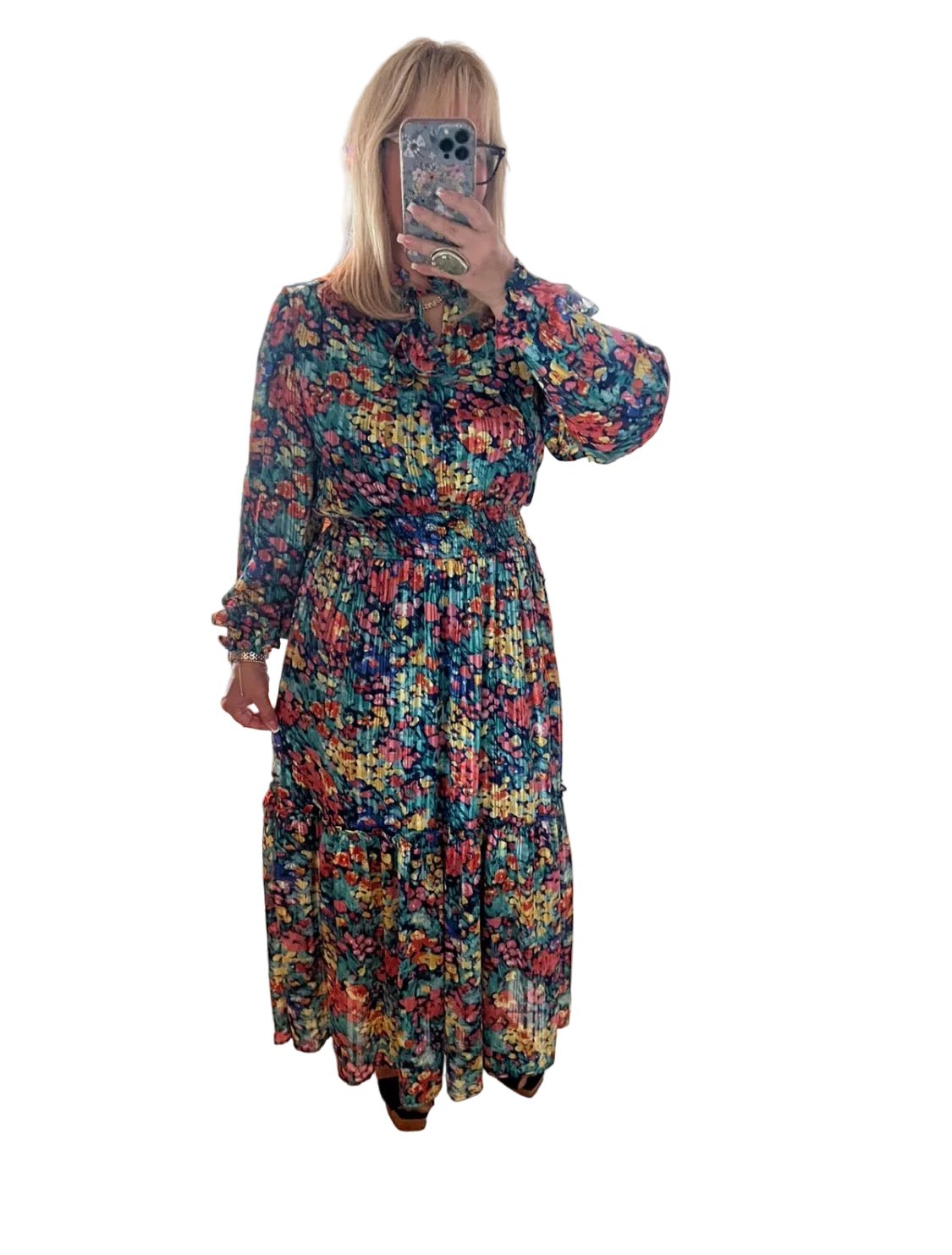 Teal Mix Maxi Dress: Bold, Adventurous, & Unique! - True to size - Bella Boutique & Bellasbylola.com