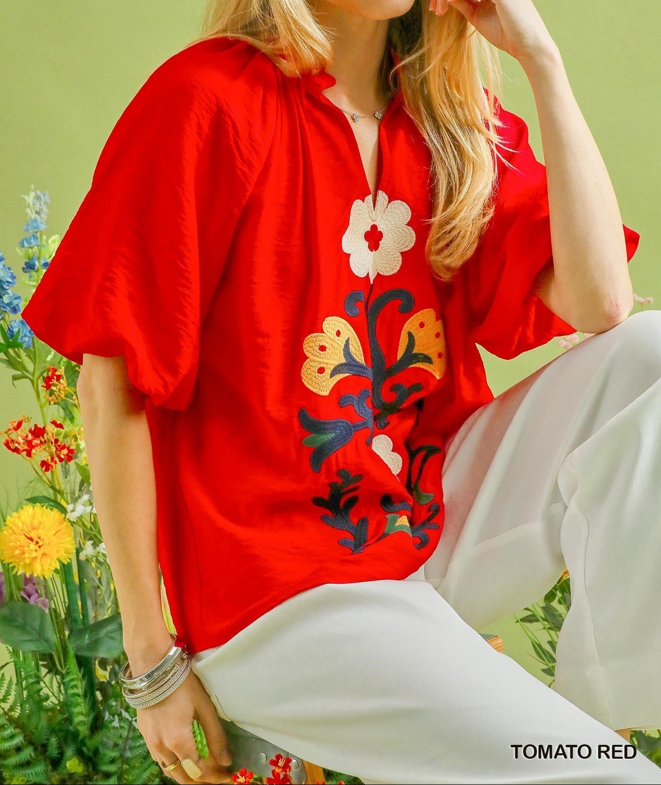Boho Style Tomato Embroidered Top - Bella & Bellasbylola.com