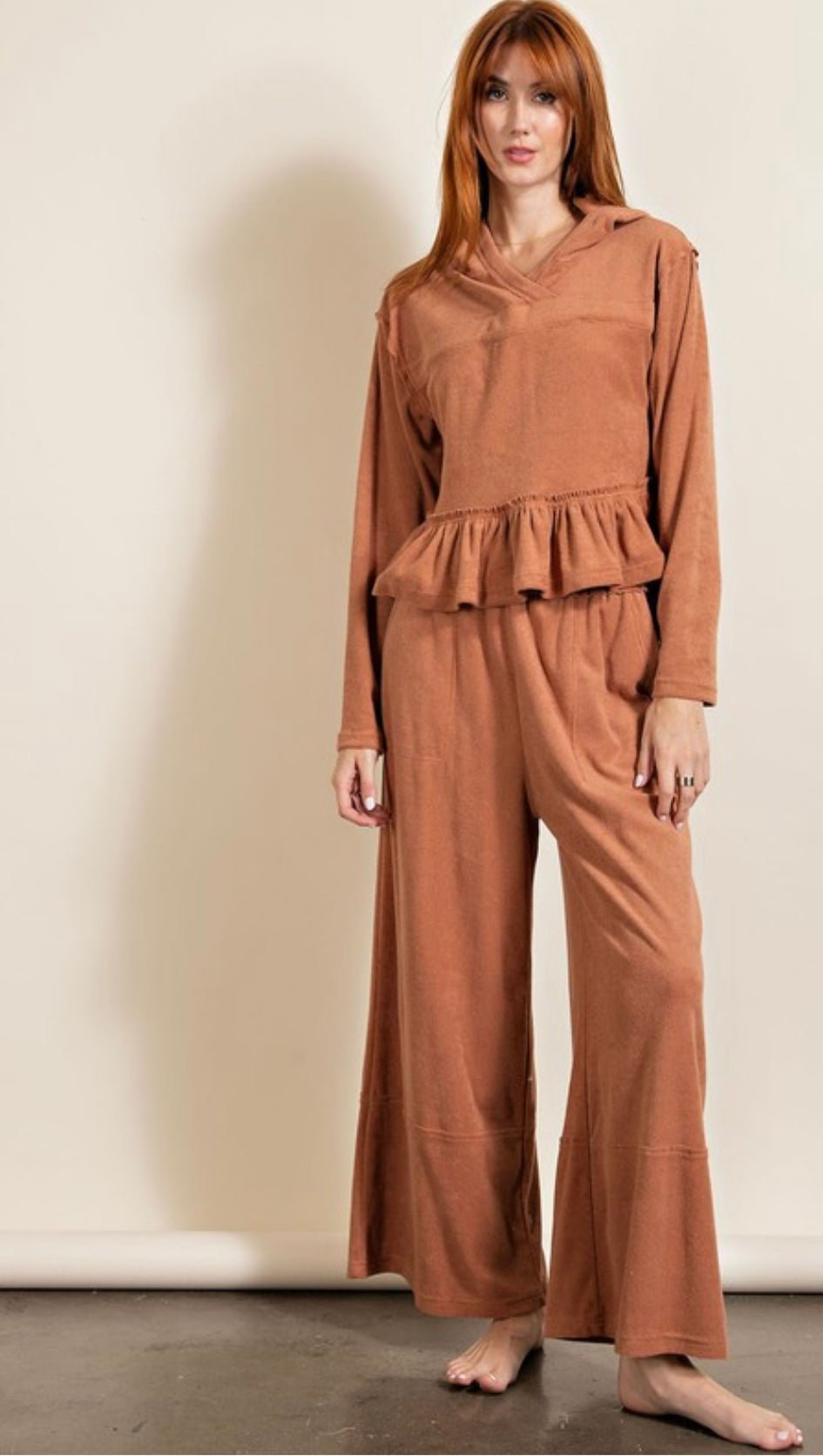 Cozy Orange Knit Lounge Comfortable Top - Bella Boutique & Bellasbylola.com