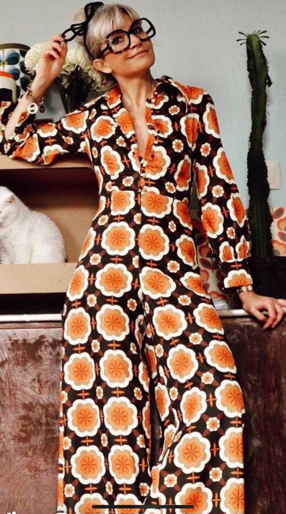 Eddie's Retro Flower Power Wide Leg Jumpsuit - 70s Style - Bella Boutique & Bellasbylola.com