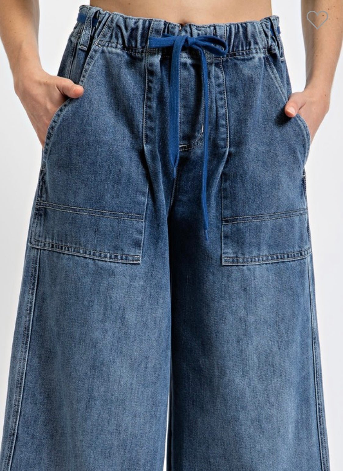 Wanda Jeans: Wide-Legged Denim with Drawstring Waist & Artistic Painted Accents - Bella Boutique & Bellasbylola.com