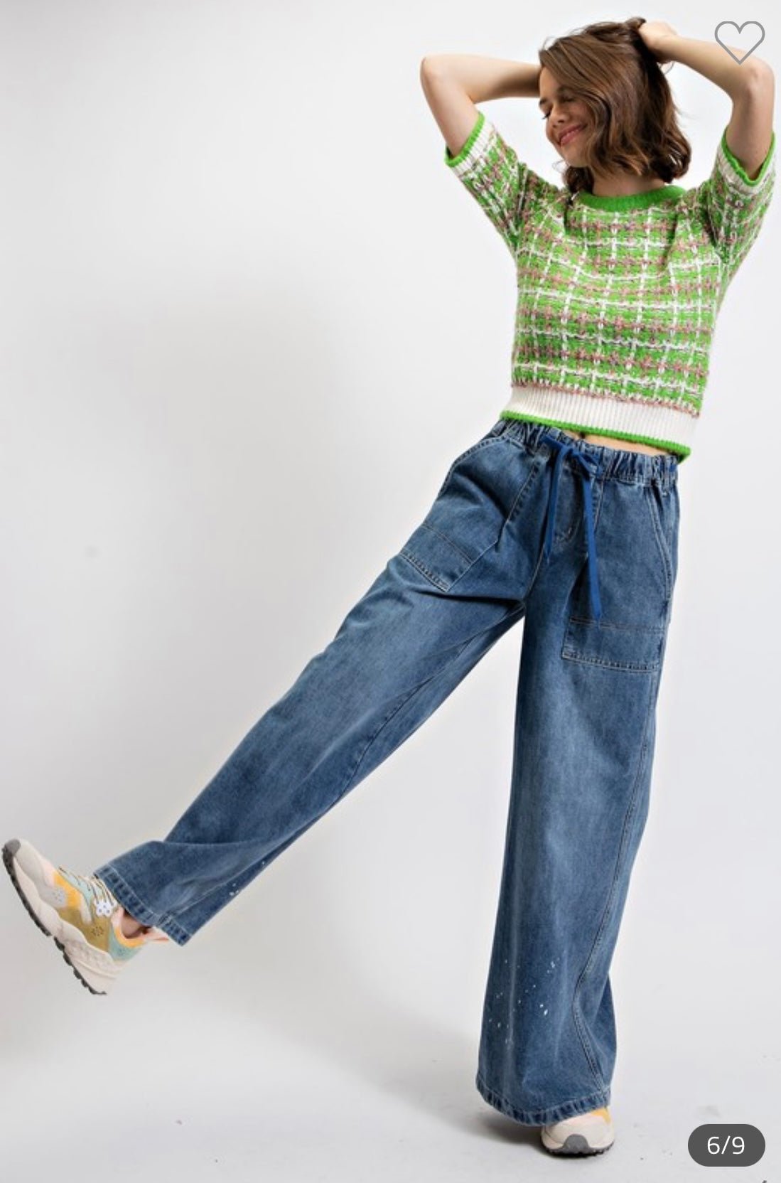 Wanda Jeans: Wide-Legged Denim with Drawstring Waist & Artistic Painted Accents - Bella Boutique & Bellasbylola.com
