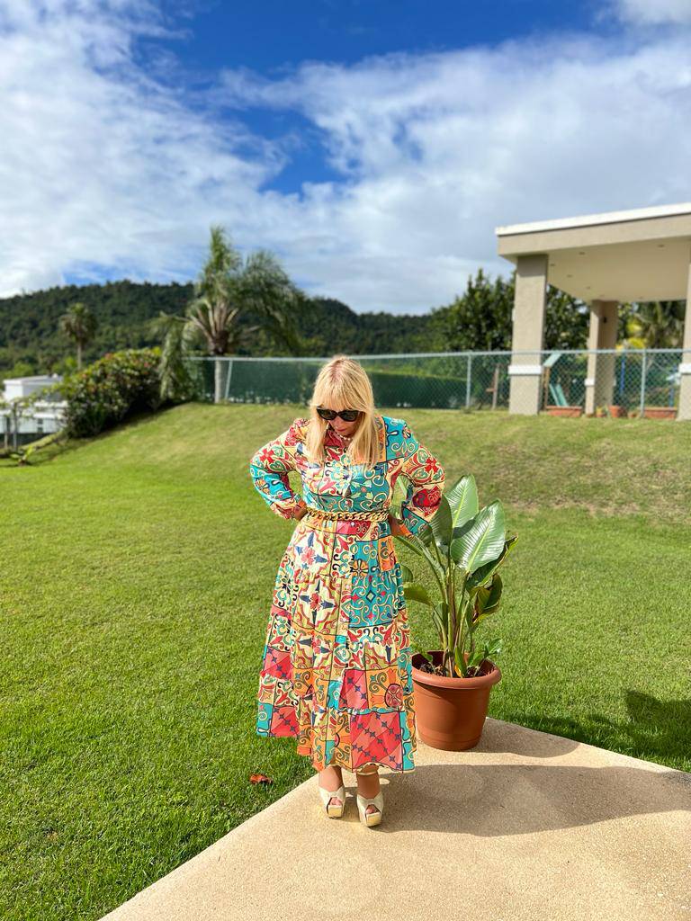 What a Beauty Midi Dress Long Sleeve Shirt Dress - Bella Boutique & Bellasbylola.com