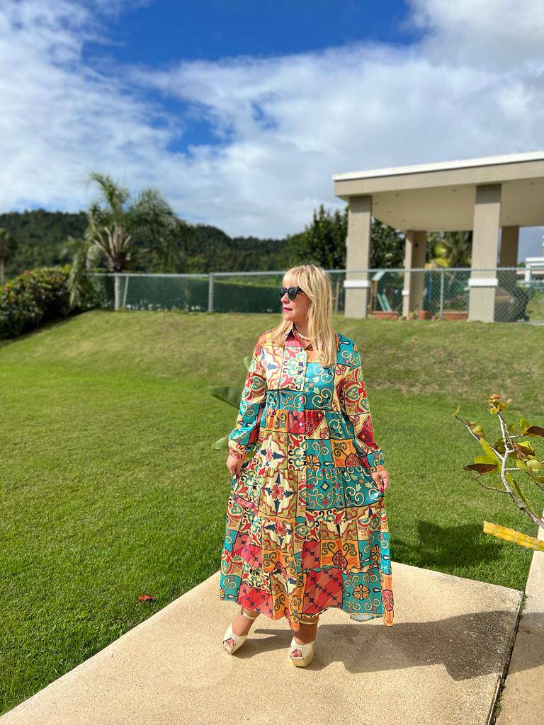 What a Beauty Midi Dress Long Sleeve Shirt Dress - Bella Boutique & Bellasbylola.com