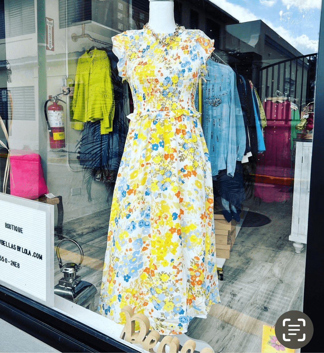 Sunny Day Sleeveless Midi Dress - Yellow/Blue Smock Silhouette - Bella Boutique & Bellasbylola.com