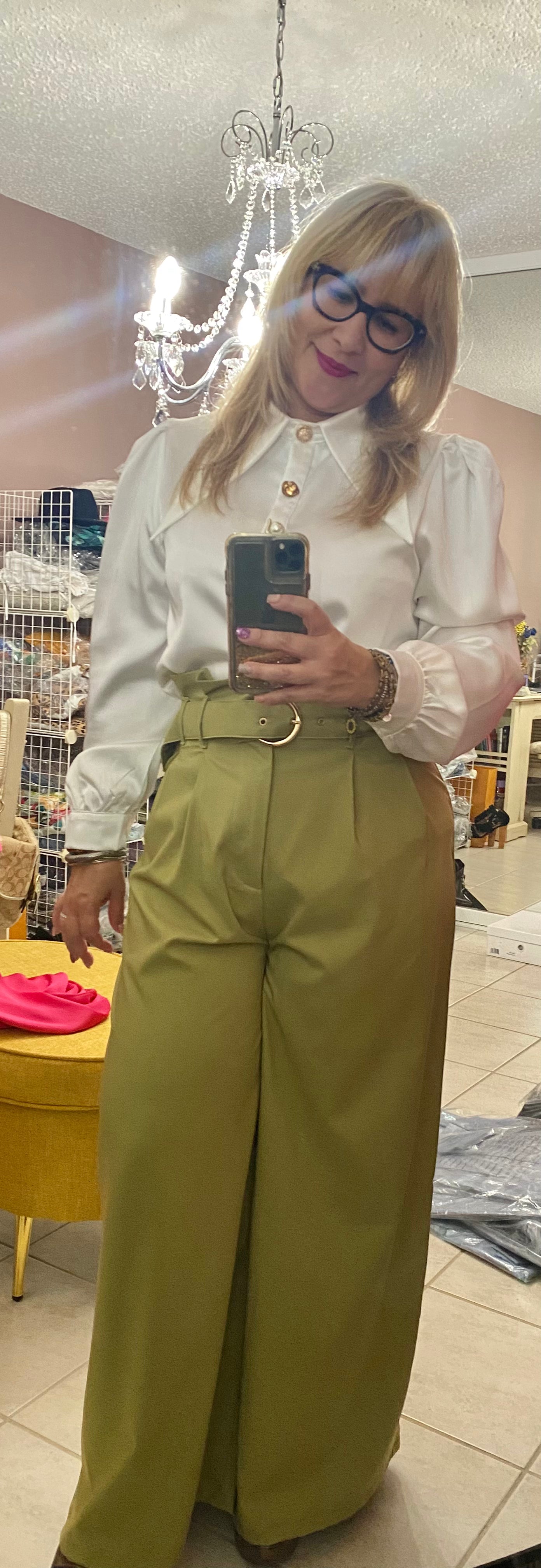 Olive Paperbag Maxi Palazzo Pants - Bella Boutique & Bellasbylola.com