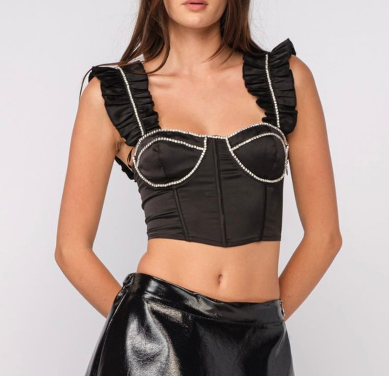 Black Rhinestone Bustier - Bellasbylola.com