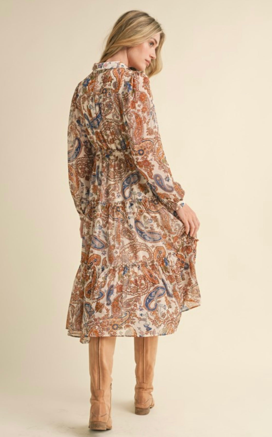 Boho Cream Paisley Midi Dress- NEW 💫