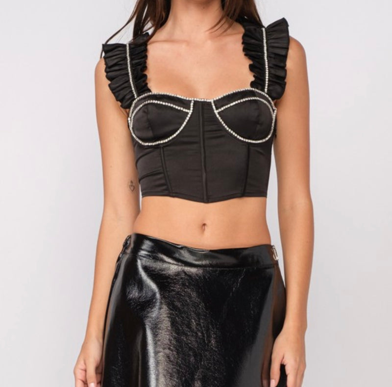 Black Rhinestone Bustier - Bellasbylola.com