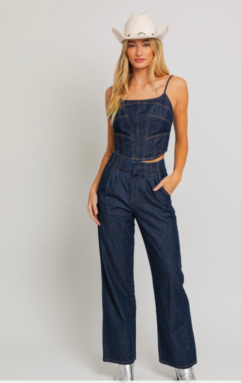 Indigo High Waisted Denim Set - Bellasbylola.com