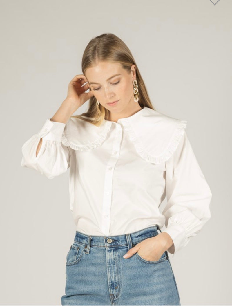 Poplin Oversized Collar Button Up Shirt - Bellasbylola.com