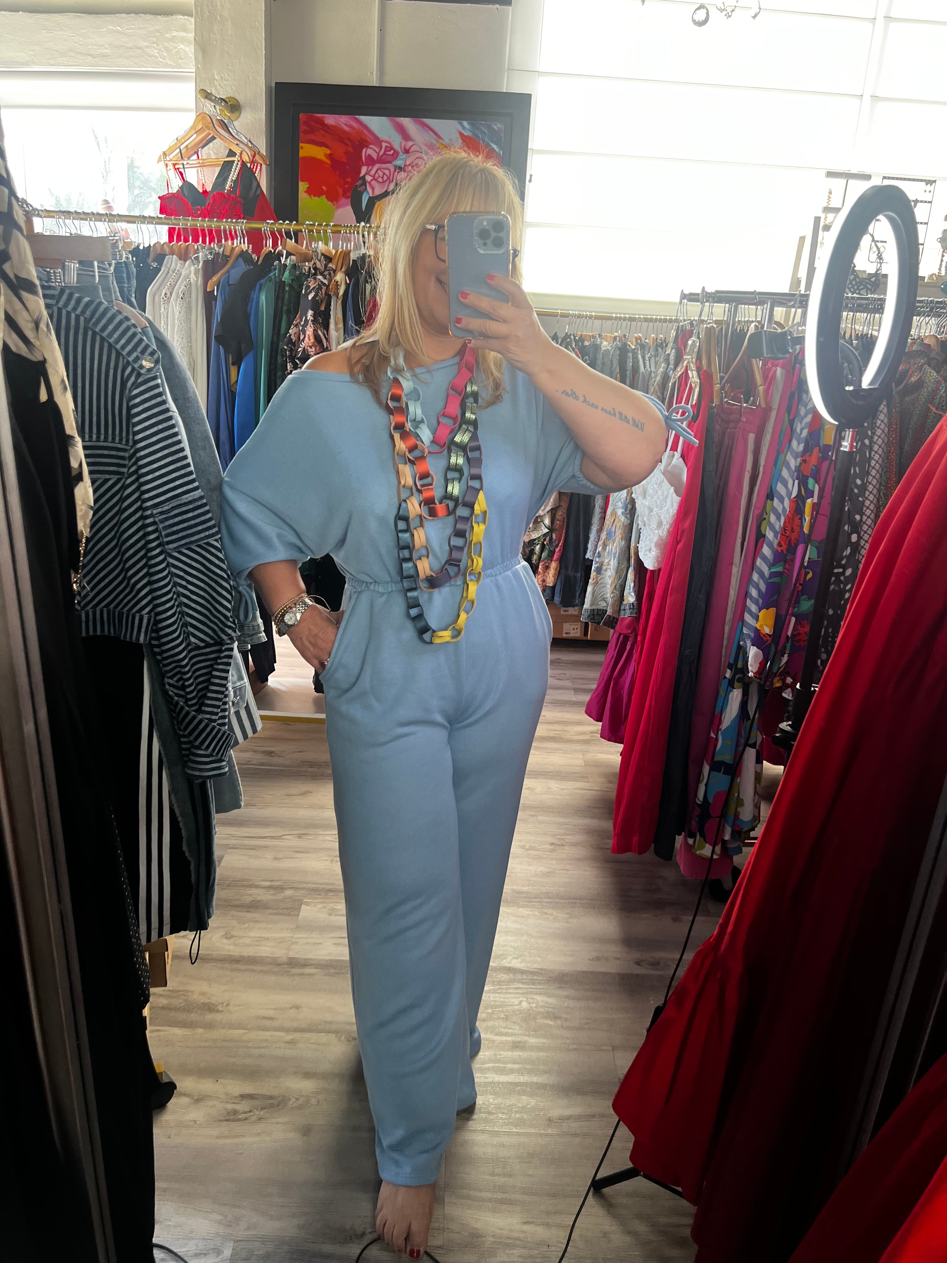 Oatmeal or Blue Comfy Jumpsuit - New 💫