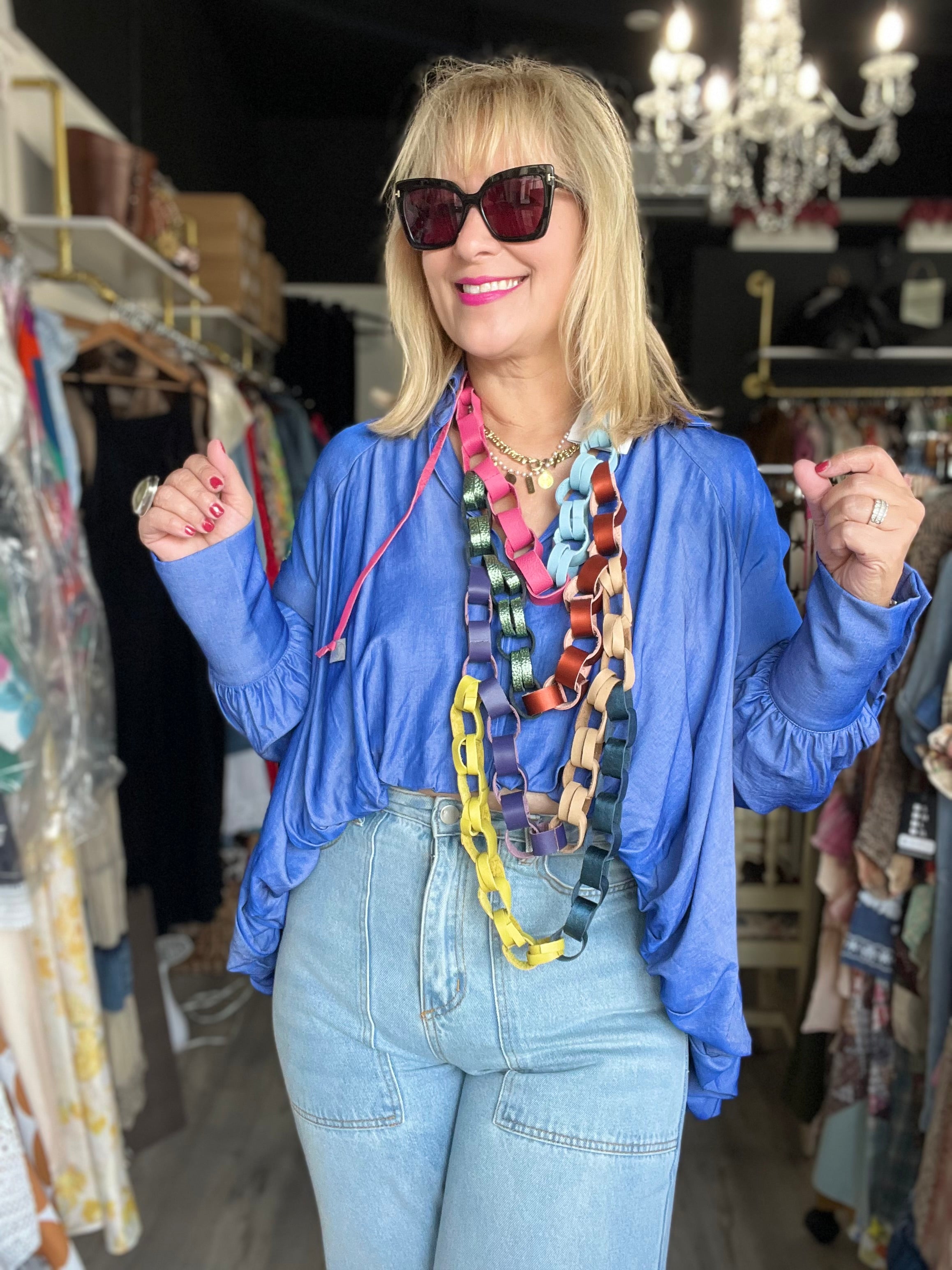 Hi Low Long Sleeve Blouse