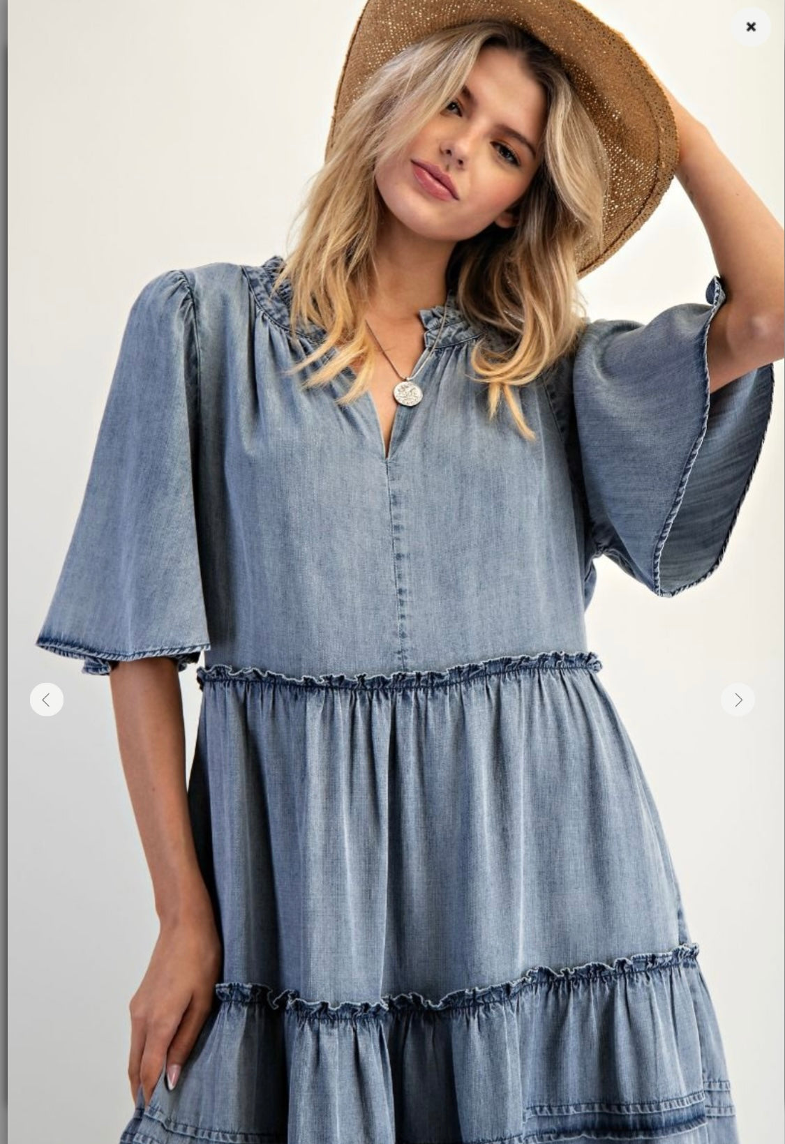 Wash Denim Ruffle Dress