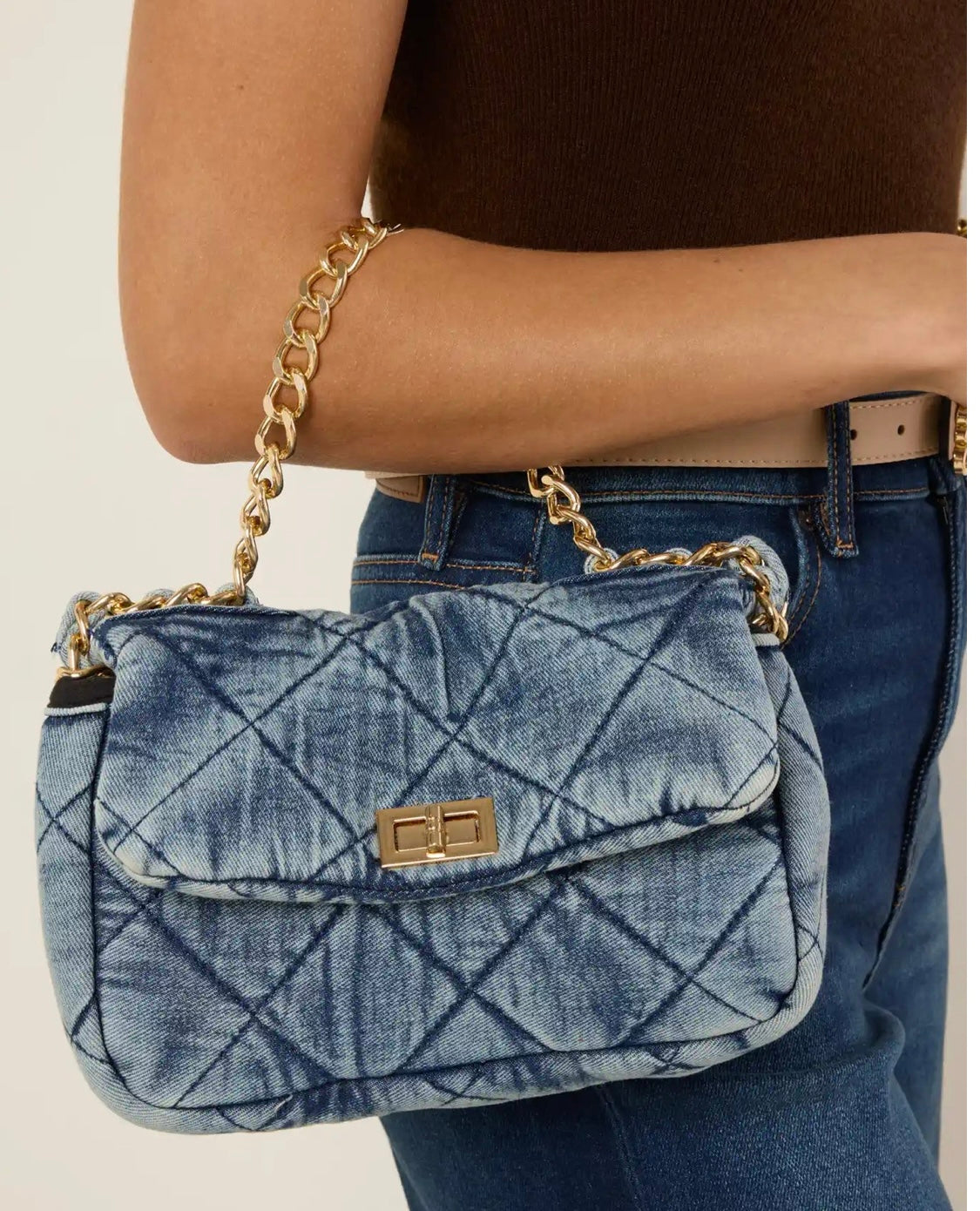 Washed denim Convertible Purse