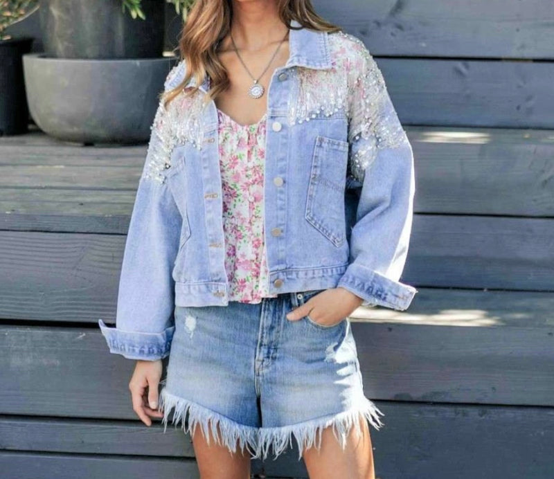 Button Down Denim Jacket - Bellasbylola.com