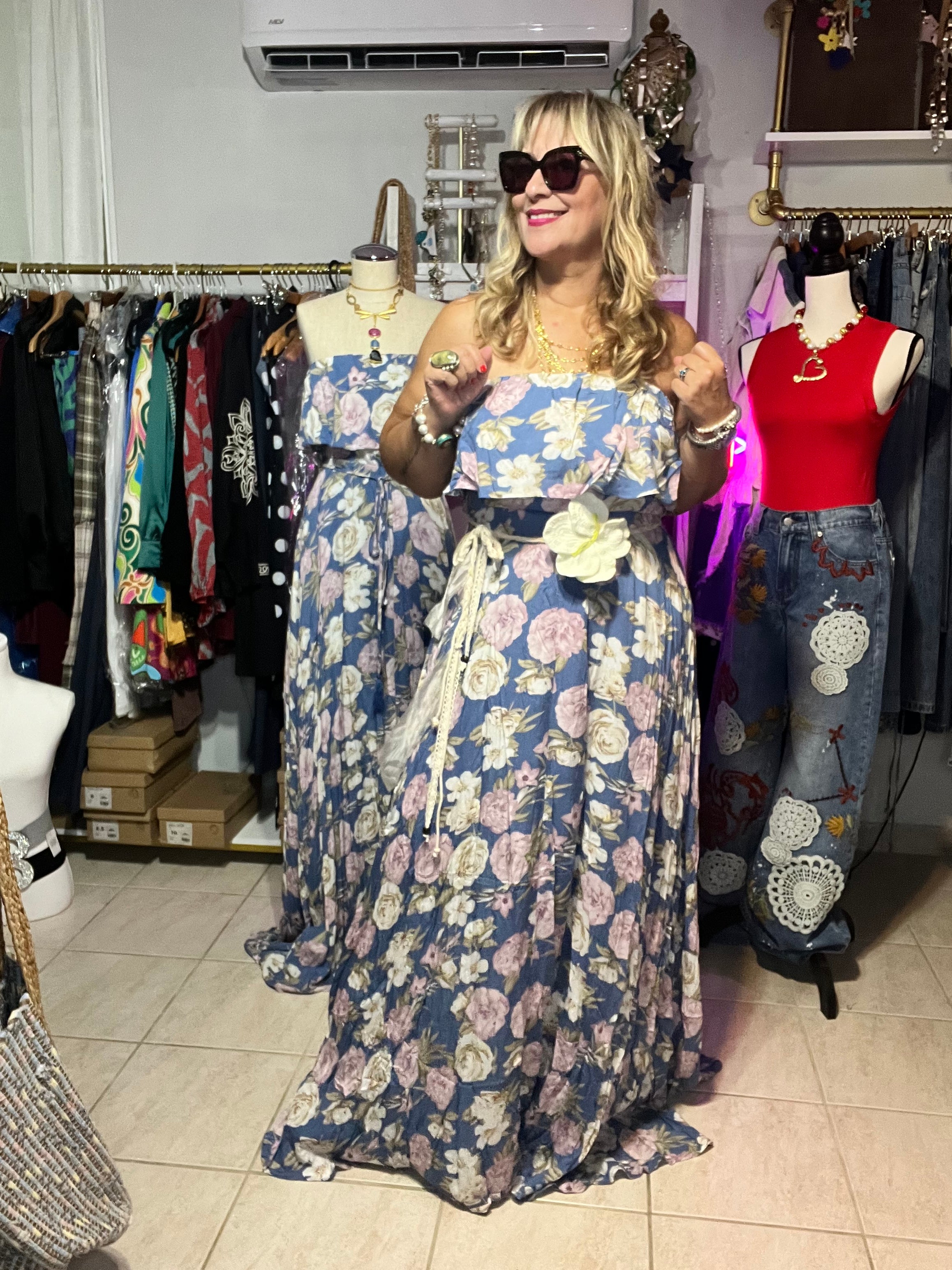 Bohemian Maxi Dress: Elegant Rayon Floral Gown