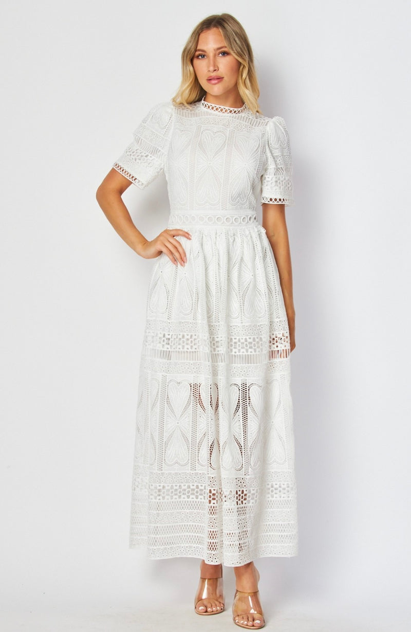 Blanco Crochet Midi Dress - Bella Boutique & Bellasbylola.com