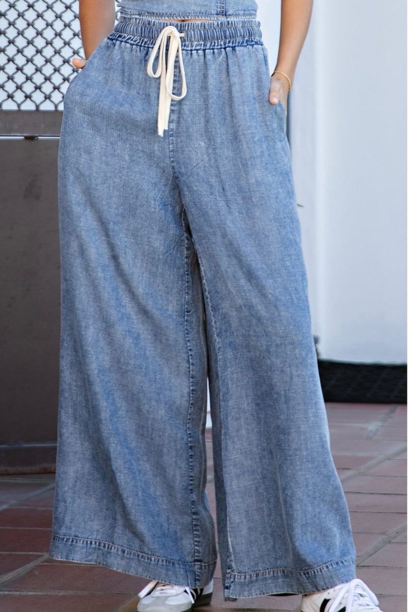 Mineral Wash Straight Leg  Pants - Bella Boutique & Bellasbylola.com