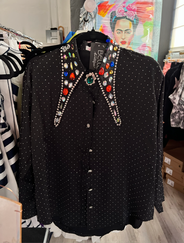 Beaded Black Crystals Blouse