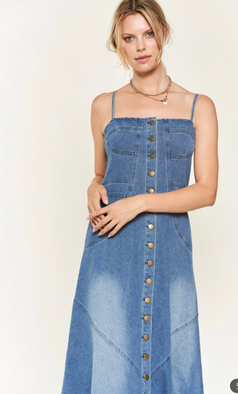 Denim Maxi Dress - Bellasbylola.com