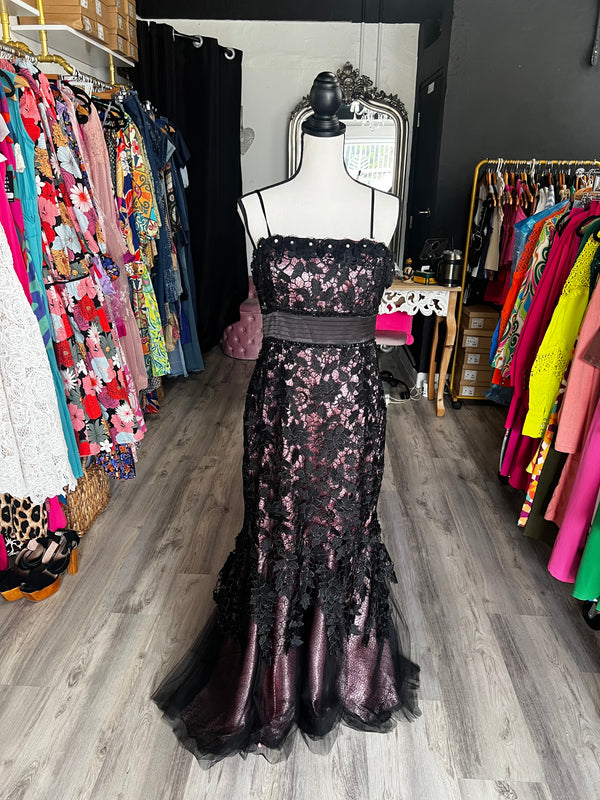 Vintage Pre-Loved  Lace Black Maxi Dress - wear only one time
