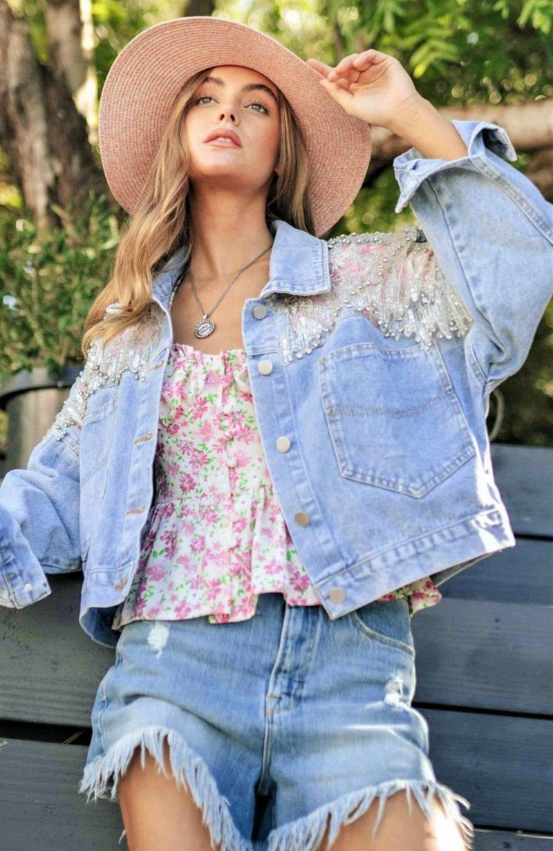 Button Down Denim Jacket - Bellasbylola.com