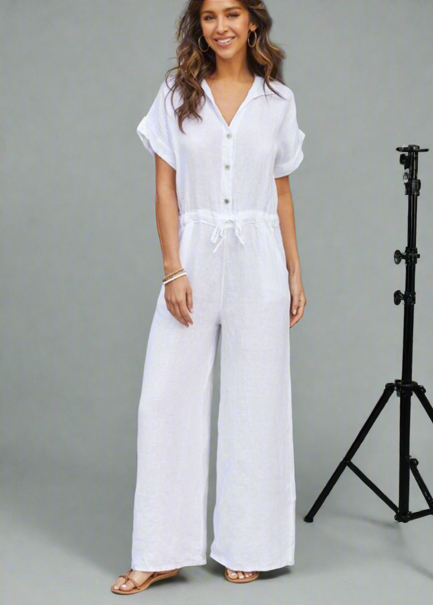 White Linen Jumpsuit