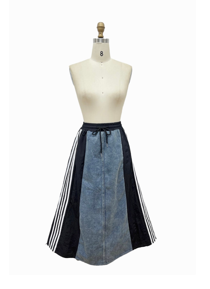 Like Adidas Denim Blue & Black Midi Skirt - Bella Boutique & Bellasbylola.com