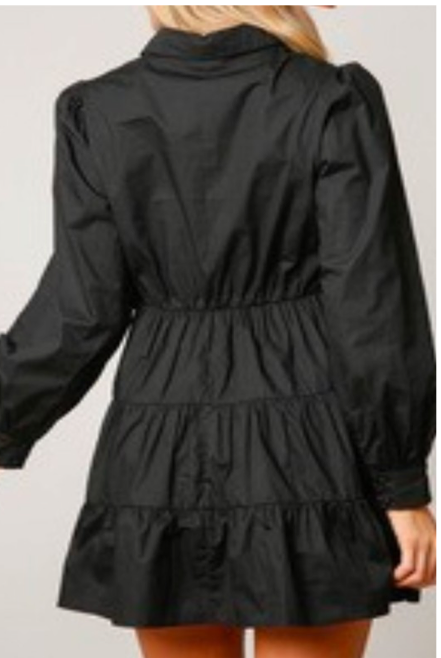 Black Gold Star Appliqué Mini Dress
