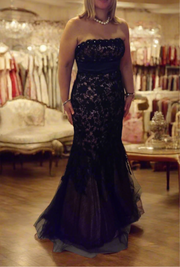 Vintage Pre-Loved  Lace Black Maxi Dress - wear only one time