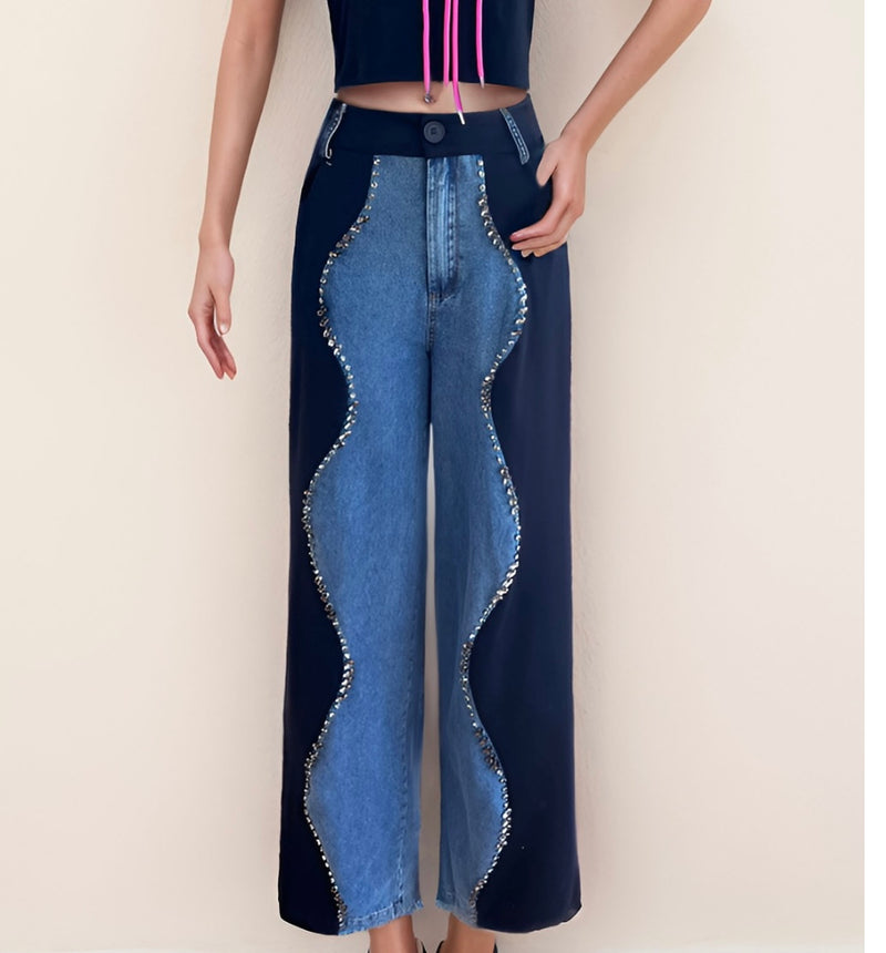 Embelish Contrast Denim - Bella Boutique & Bellasbylola.com