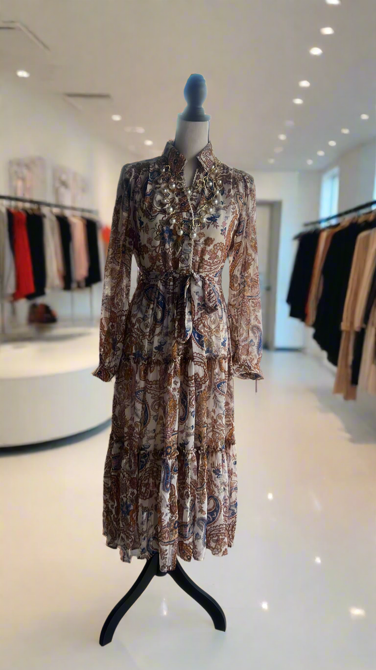 Boho Cream Paisley Midi Dress- NEW 💫