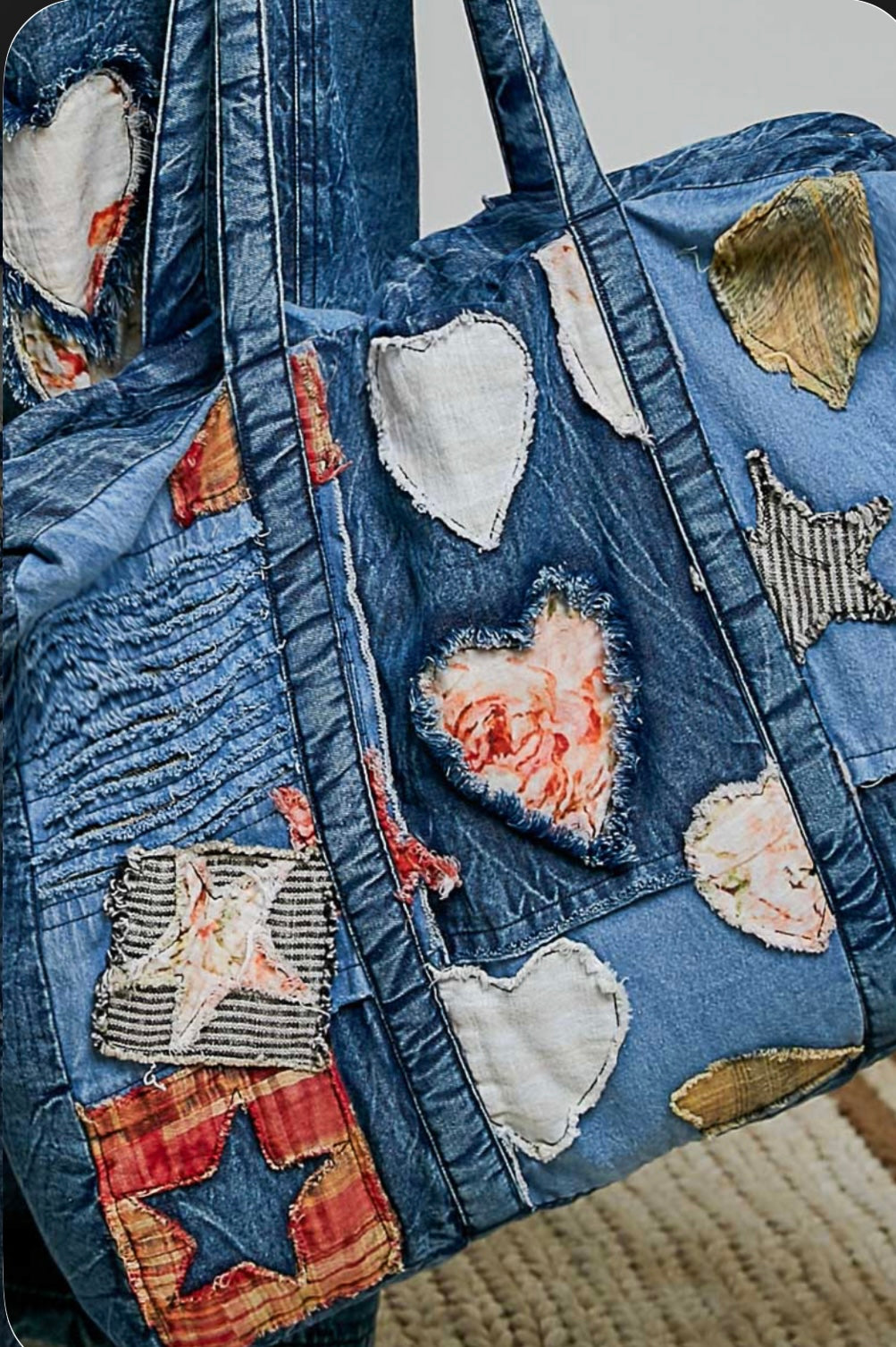 Denim Patchwork Tote Bag