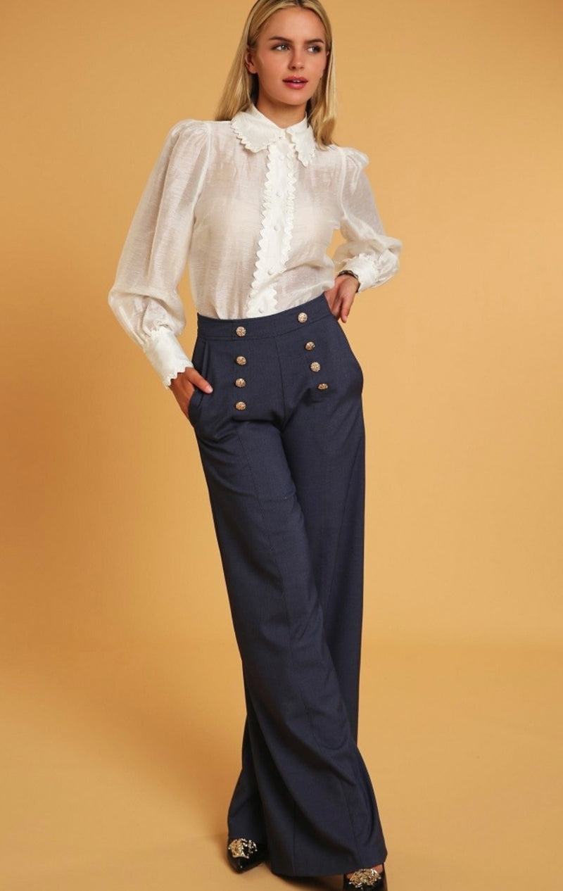 Denim Dress Pants - Bellasbylola.com