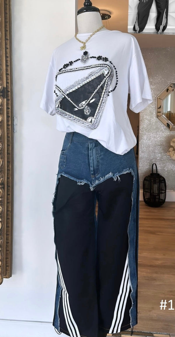 Denim with side lines - Bella Boutique & Bellasbylola.com