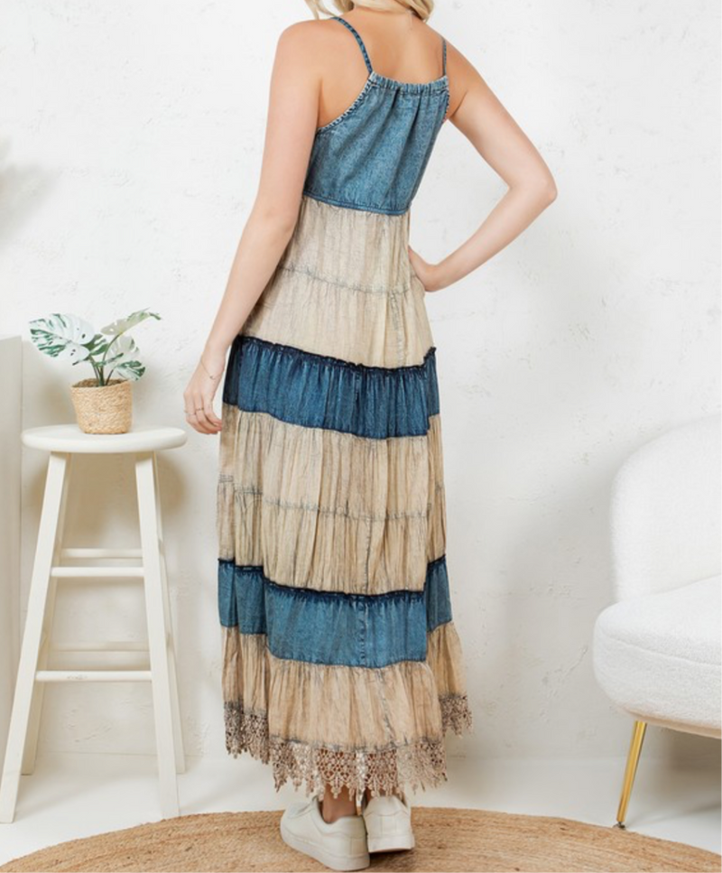 Halter Neck Denim Boho Maxi Dress - In Store & Online💫
