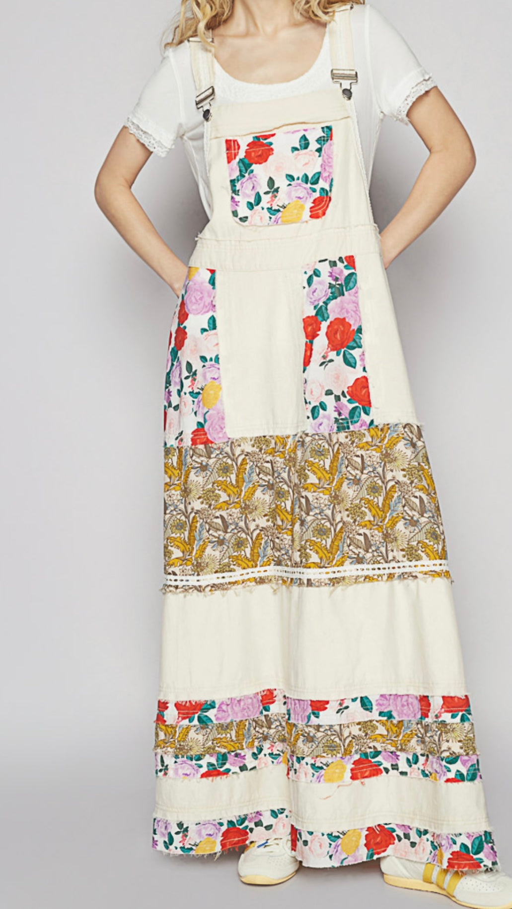 Oatmeal with Floral pattern Skirtalls  - Tax Included - Premium Clothing
