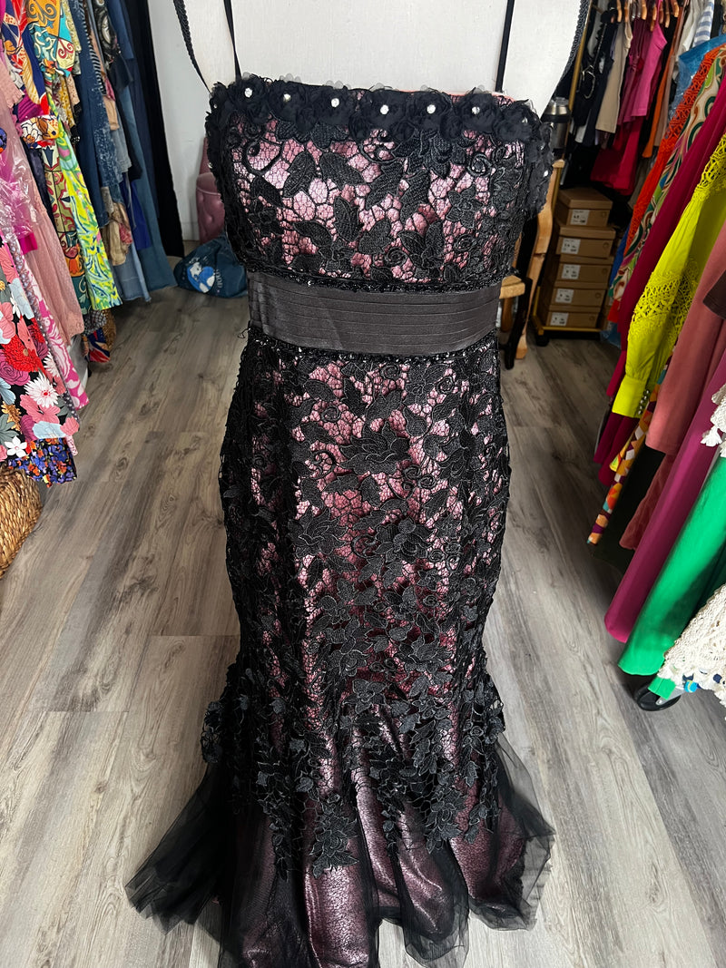 Vintage Pre-Loved  Lace Black Maxi Dress - wear only one time